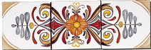 Carrelage - Médaillon de 3 carreaux décorés - Fresque - Tableau - Faïence de Provence à Salernes