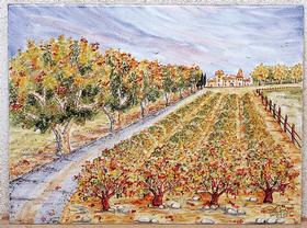 Panneau Décoré - Fresque - Les Vignes - Fait Main - Salernes en Provence