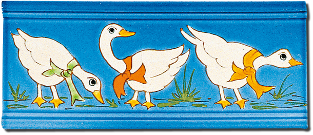 Carrelage - Décoration - Frise 11 x 26 Oies- Motif - Design - Faïence de Provence à Salernes