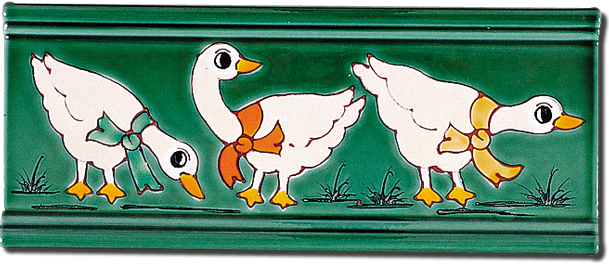 Carrelage - Décoration - Frise 11 x 26 Oies- Motif - Design - Faïence de Provence à Salernes